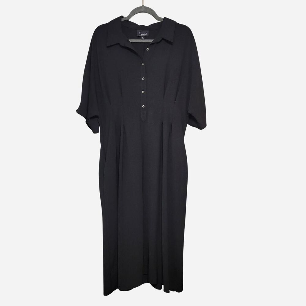 Connected Apparel Women Plus Size Midi Little Black Dress Minimal Classic Office